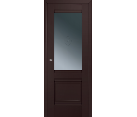 Дверь межкомнатная 2U темно-коричневый, стекло 4 мм узор графит с прозрачным фьюзингом, стекло графит.